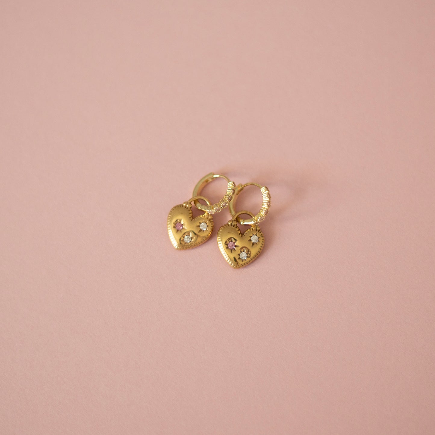 Alonah Heart Hoop Gold CZ Earrings