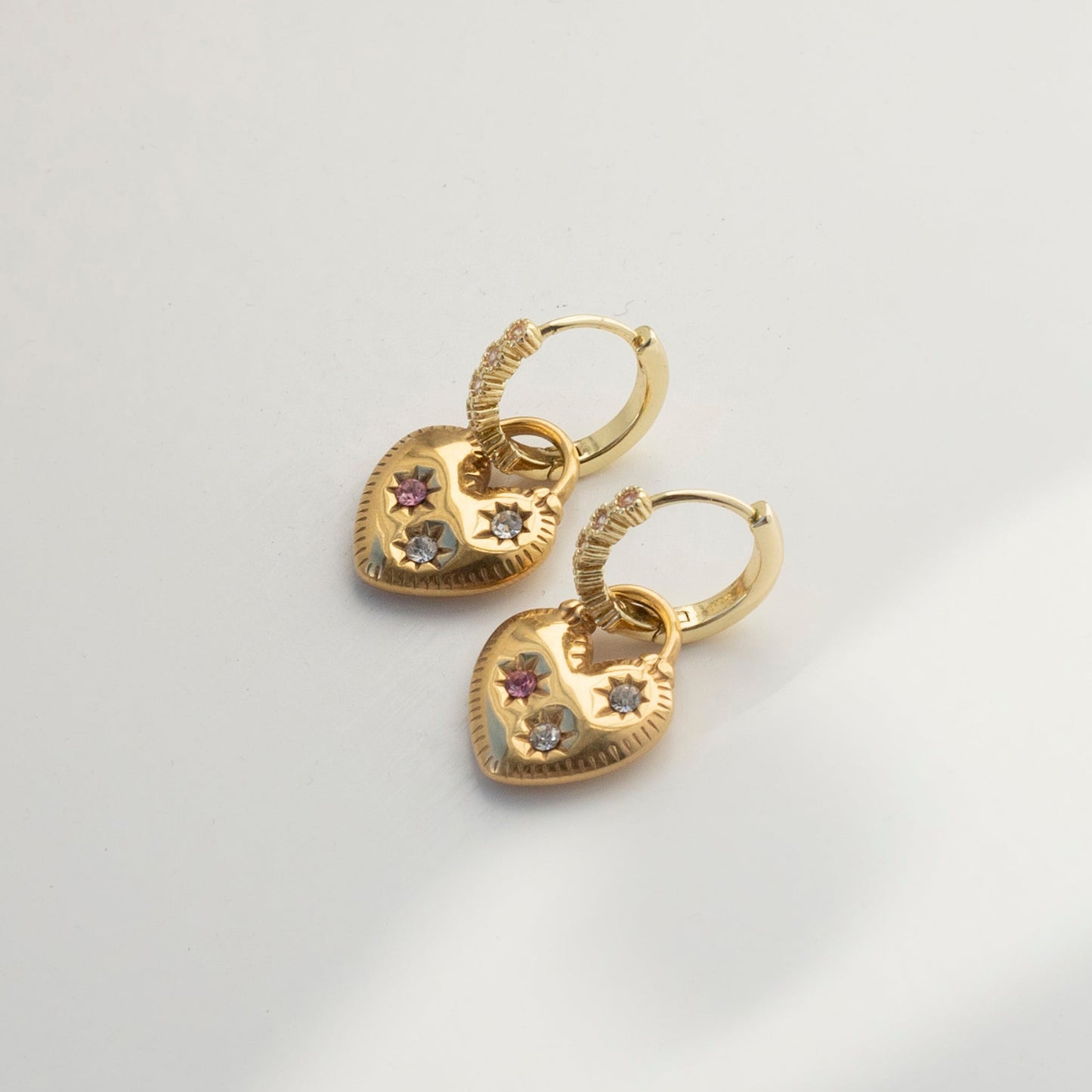 Alonah Heart Hoop Gold CZ Earrings