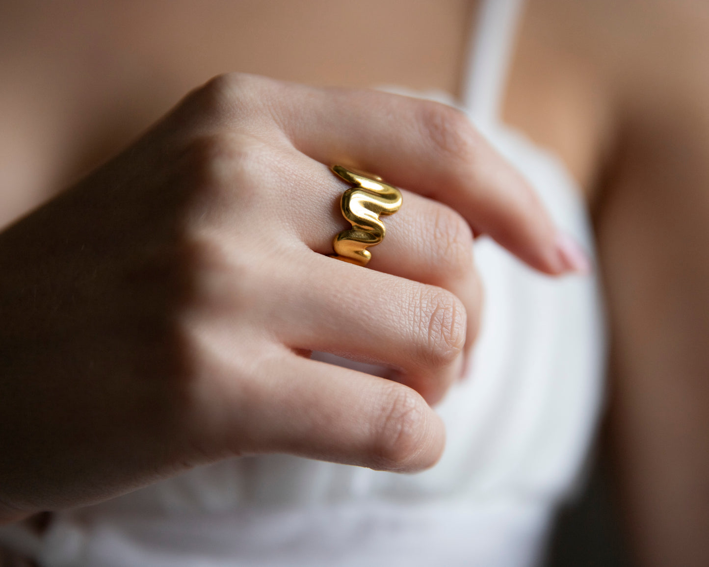 Cali Gold Wave Adjustable Ring