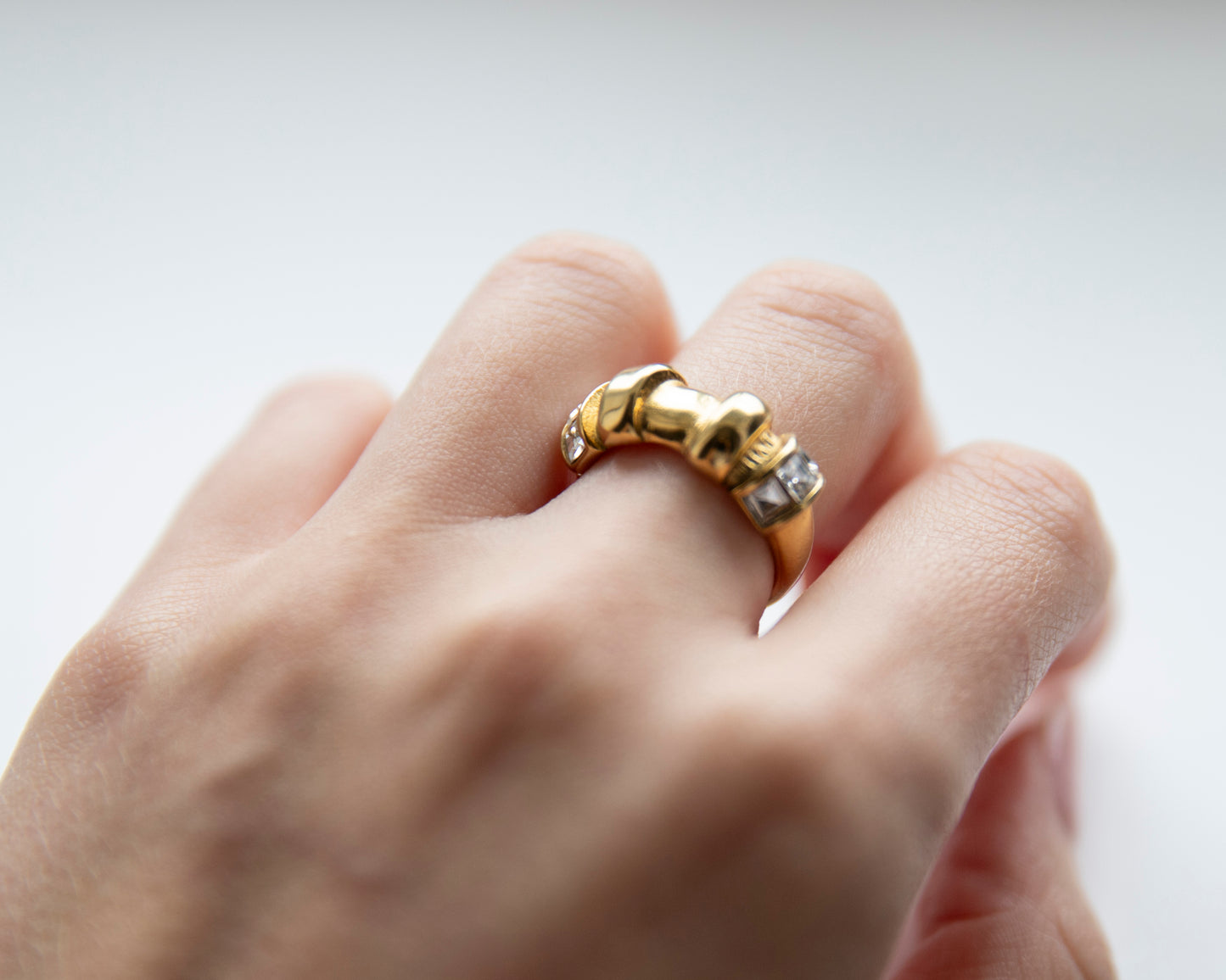 Cara Gold CZ Adjustable Ring