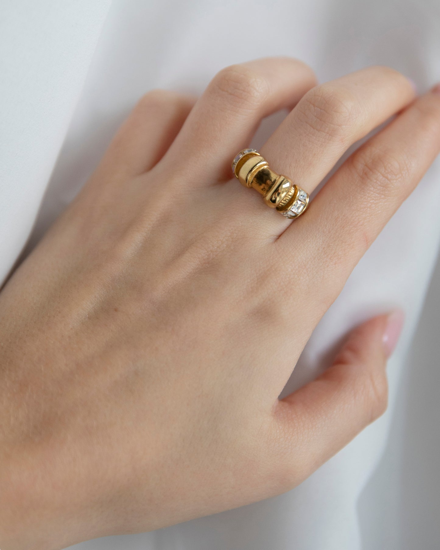 Cara Gold CZ Adjustable Ring