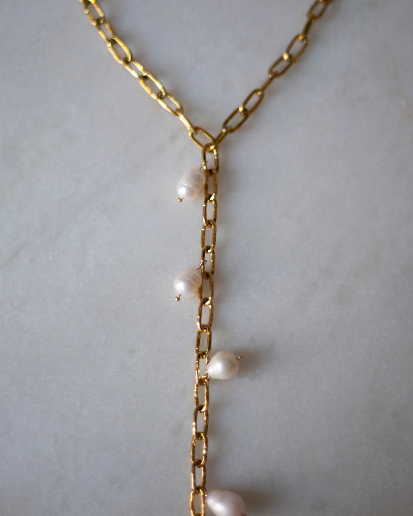 Cassie Freshwater Pearl Lariat Drop Gold Necklace