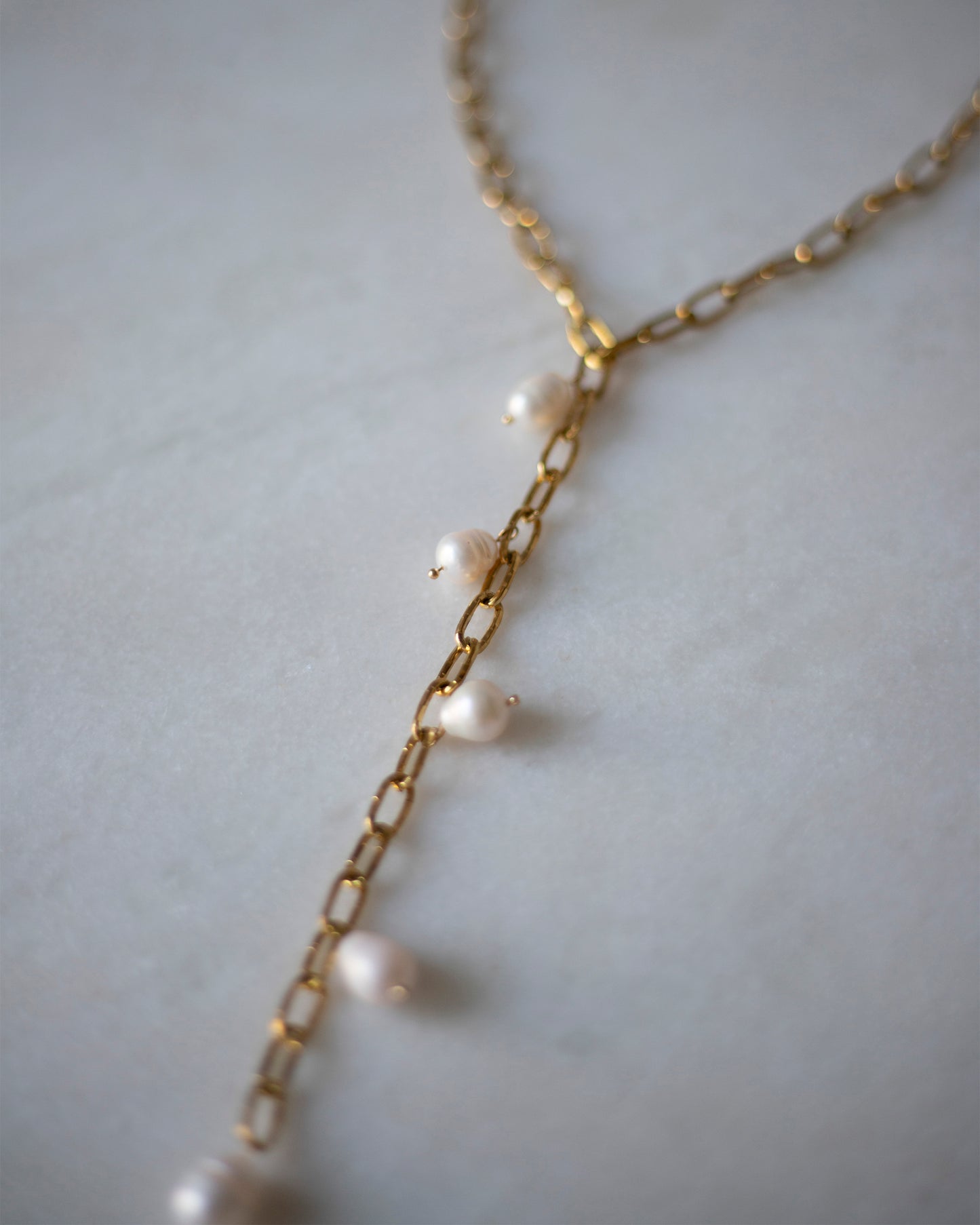 Cassie Freshwater Pearl Lariat Drop Gold Necklace
