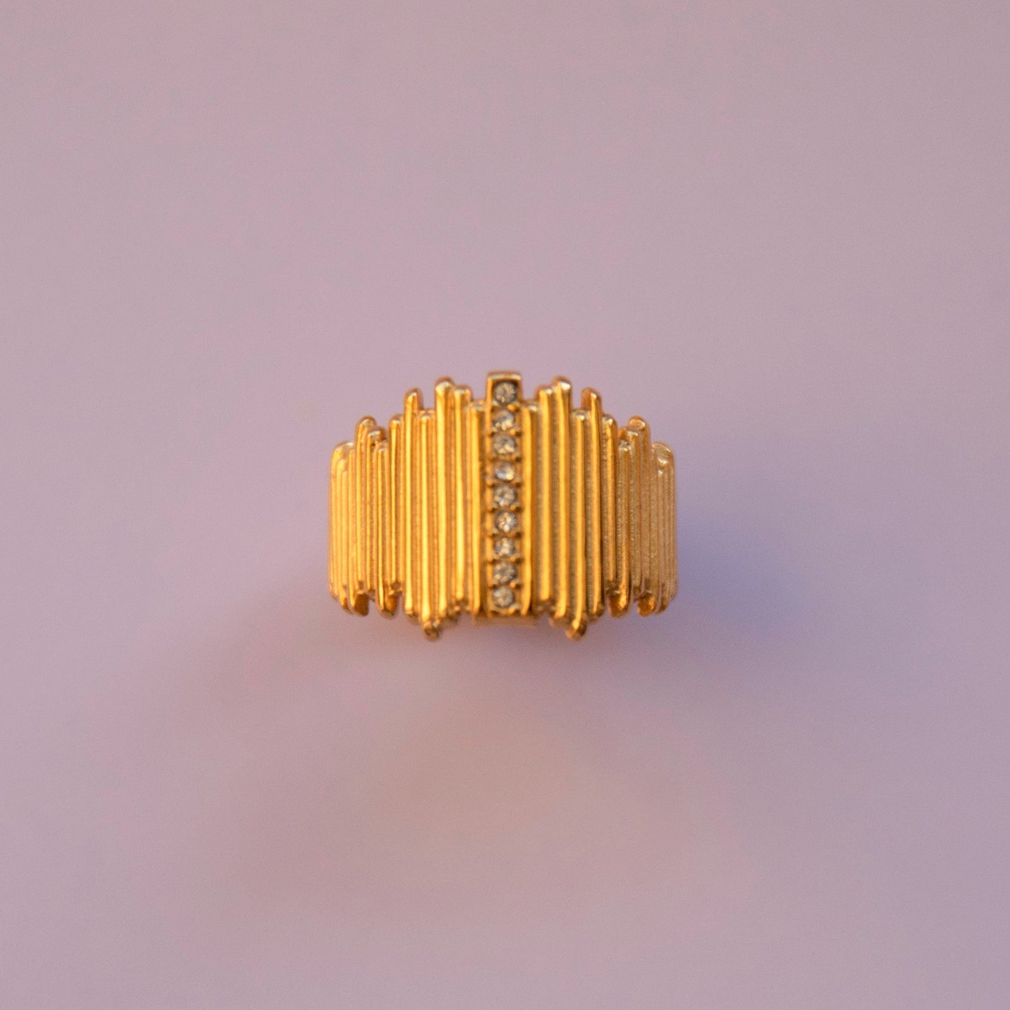 Celine Gold CZ Textured Adjustable Ring