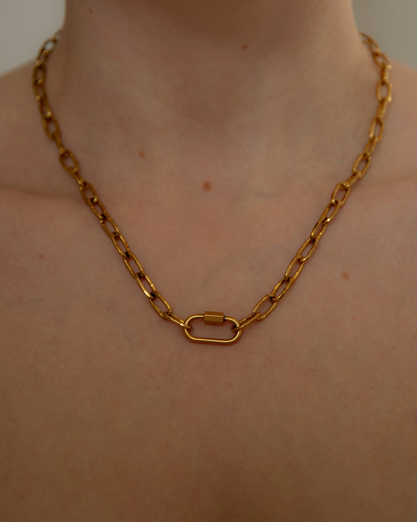 Chunky Gold Personalised Carabiner Charm Necklace