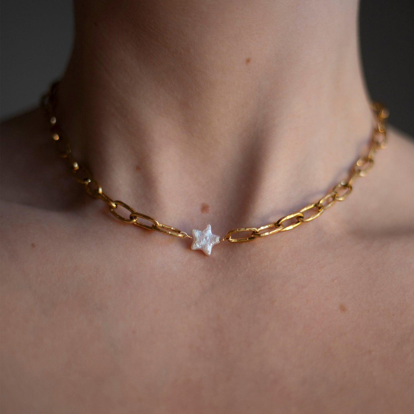 Estella Freshwater Pearl Star Gold Choker Necklace