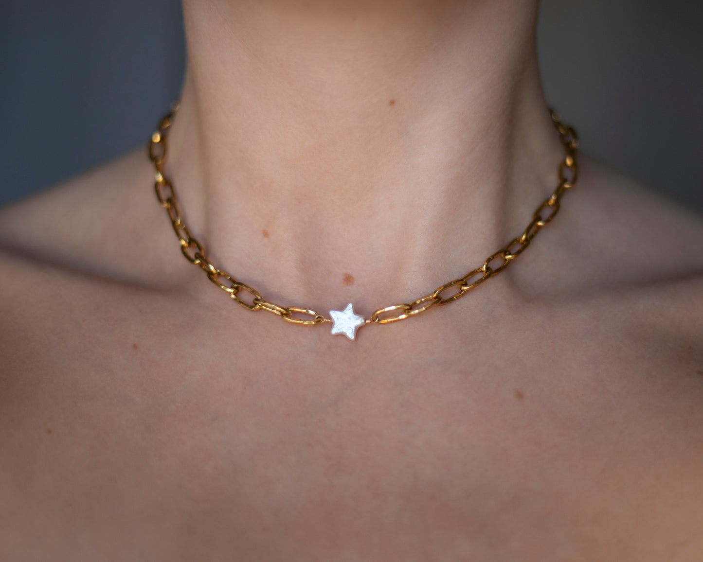 Estella Freshwater Pearl Star Gold Choker Necklace