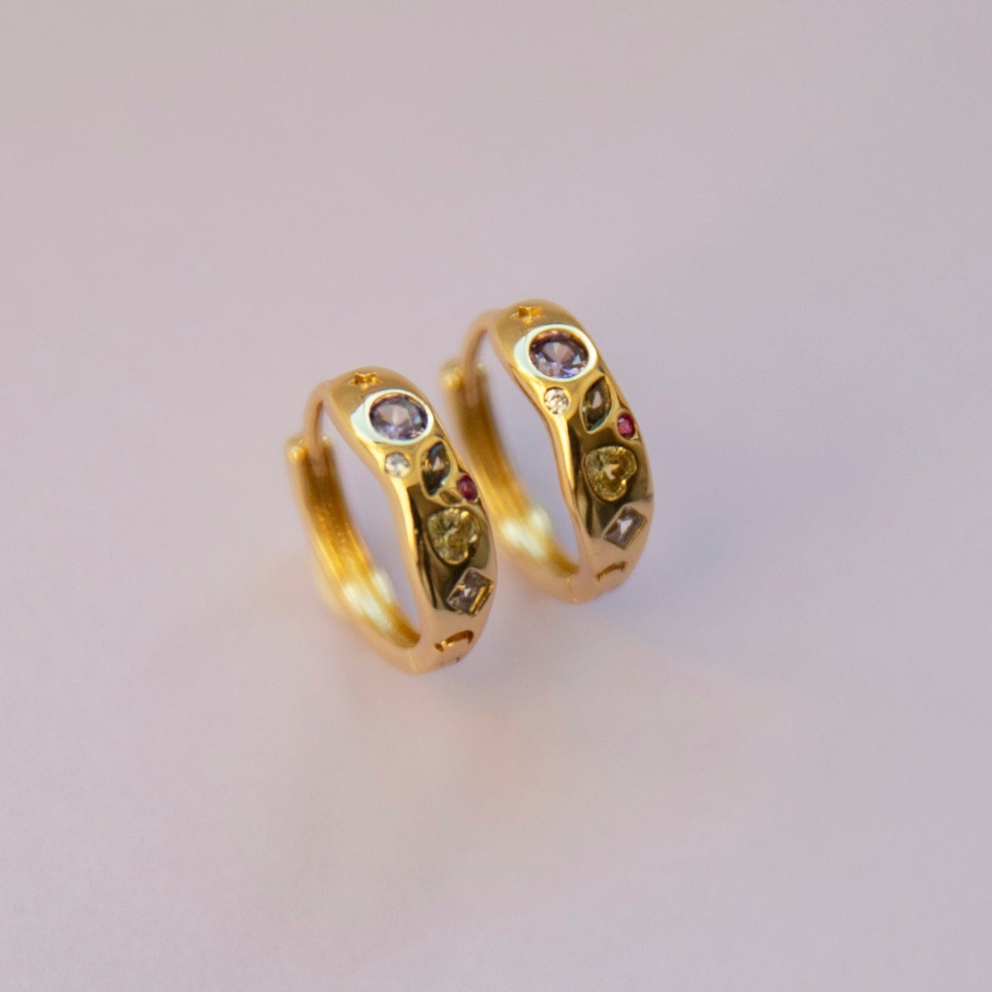Evalina Gold CZ Colourful Hoop Earrings