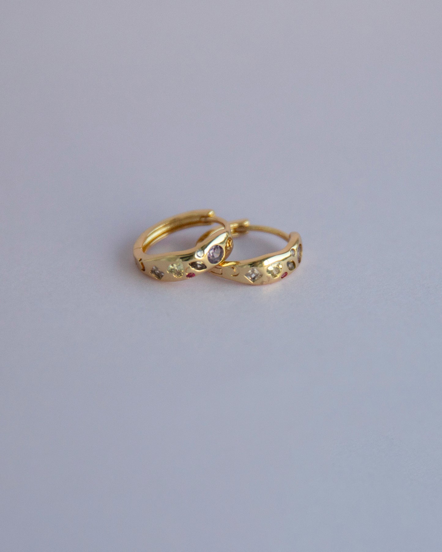 Evalina Gold CZ Colourful Hoop Earrings