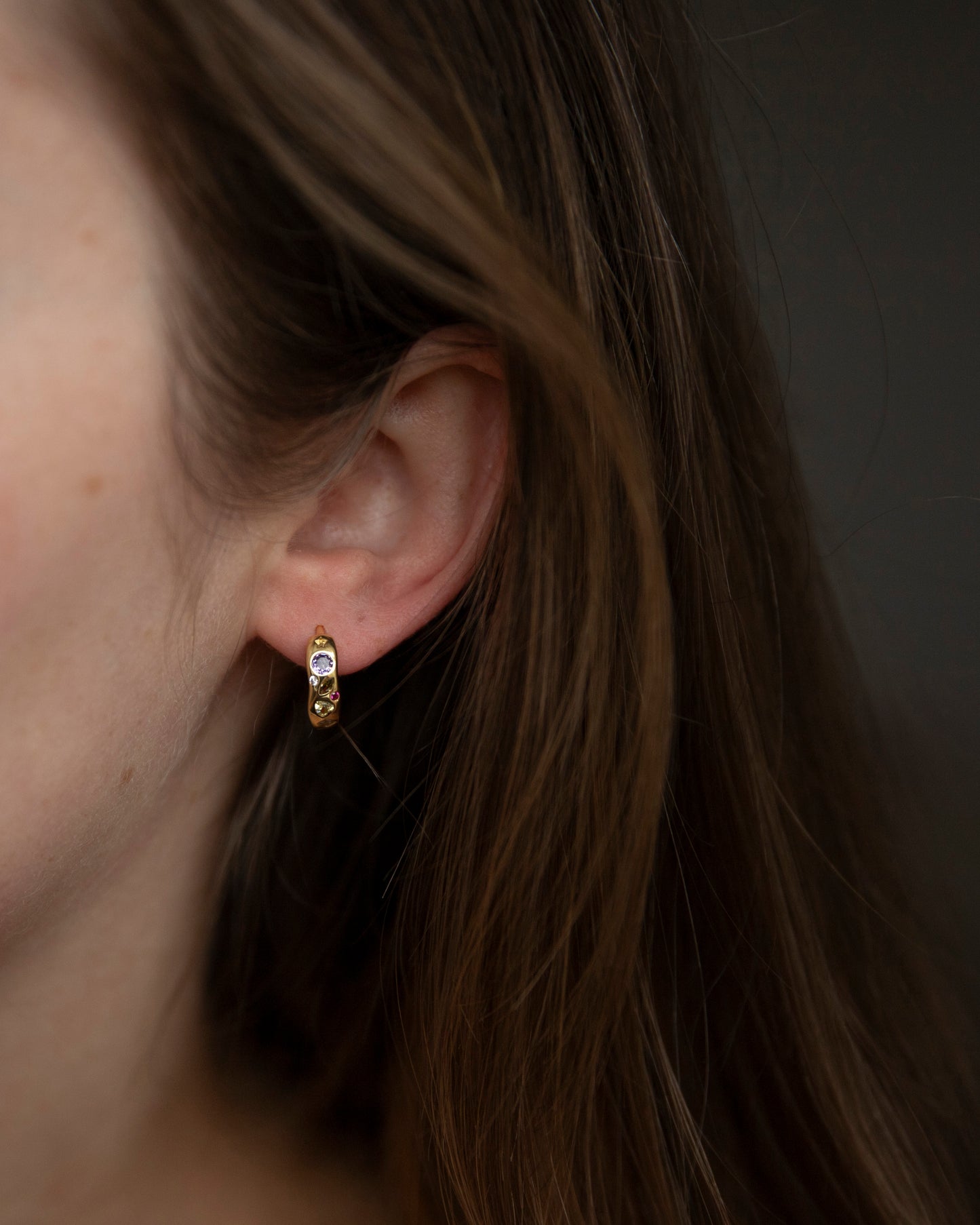 Evalina Gold CZ Colourful Hoop Earrings