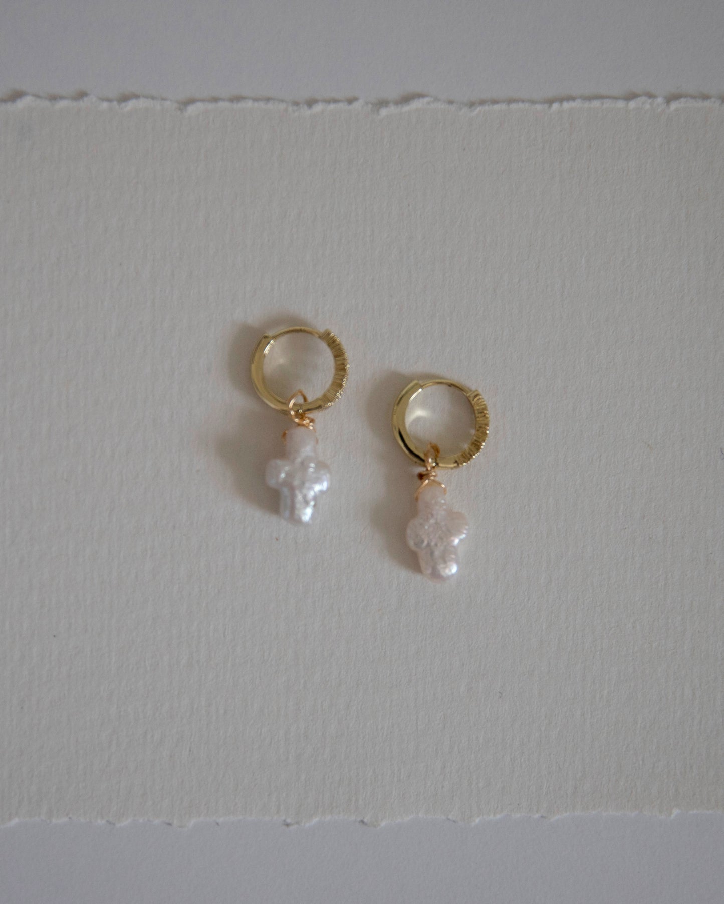 Hallie Cross Freshwater Pearl Hoop Earrings