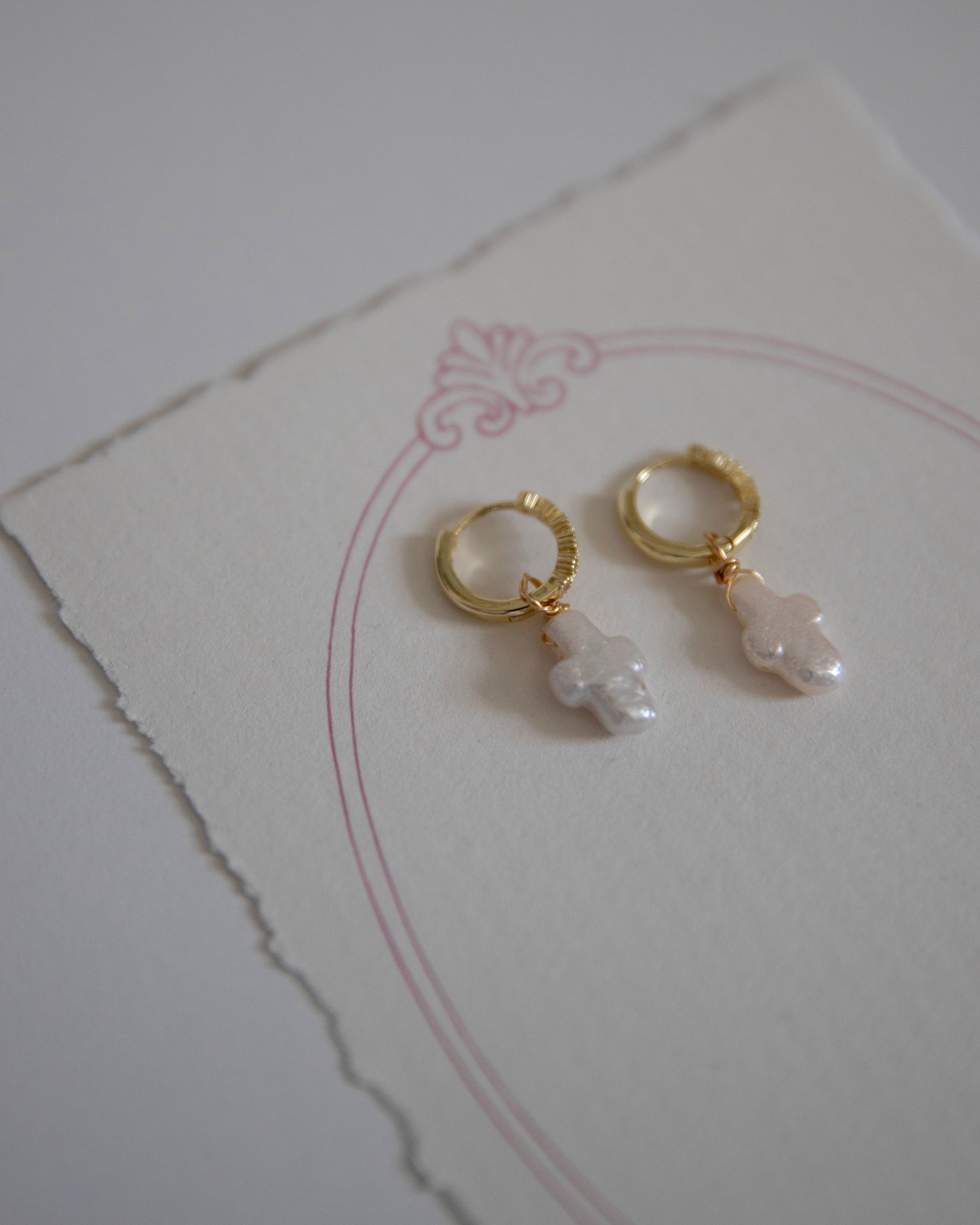Hallie Cross Freshwater Pearl Hoop Earrings