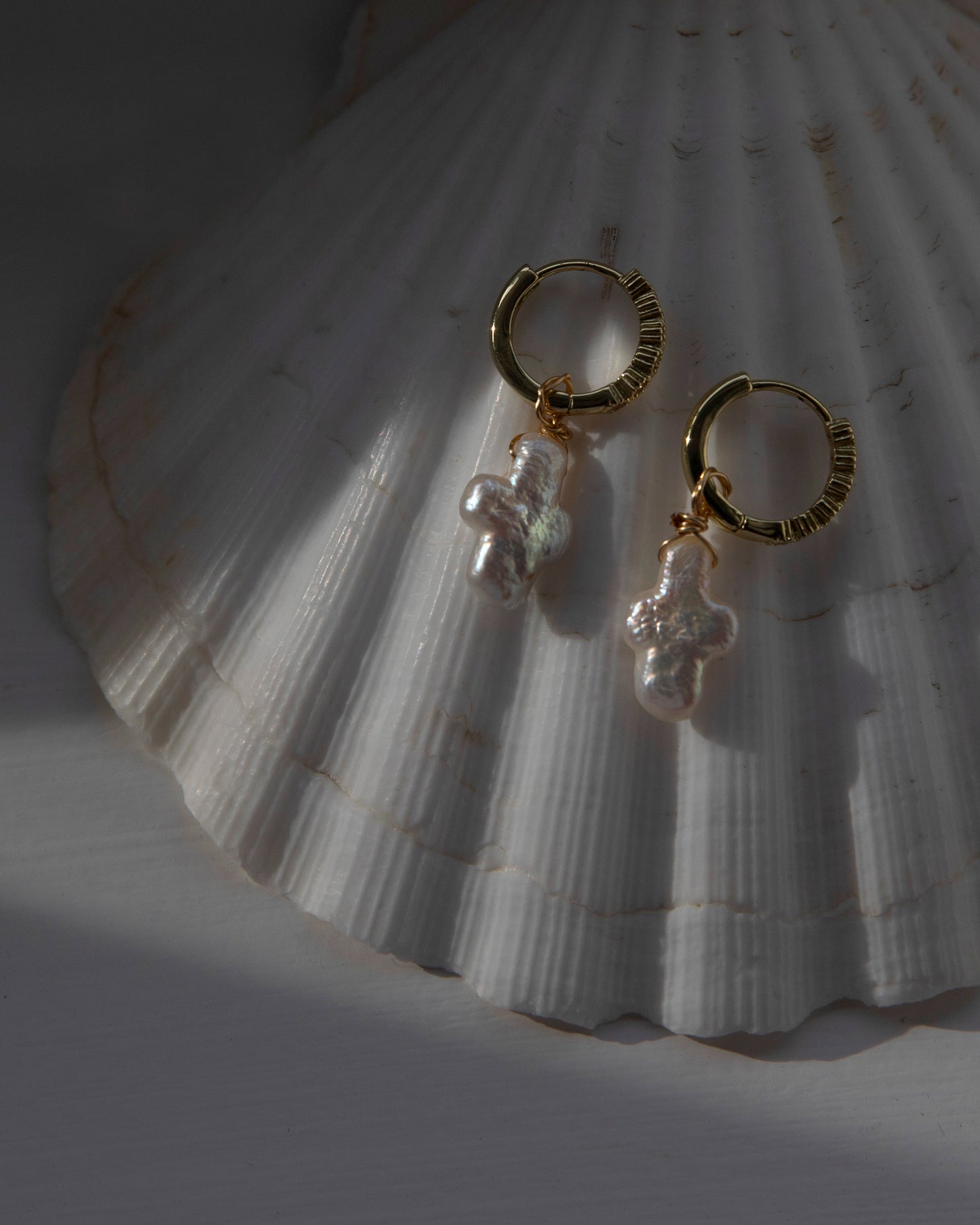 Hallie Cross Freshwater Pearl Hoop Earrings