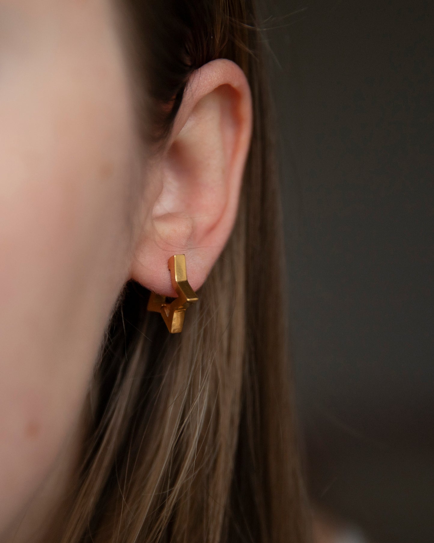 Hattie Gold Star Huggie Hoop Earrings