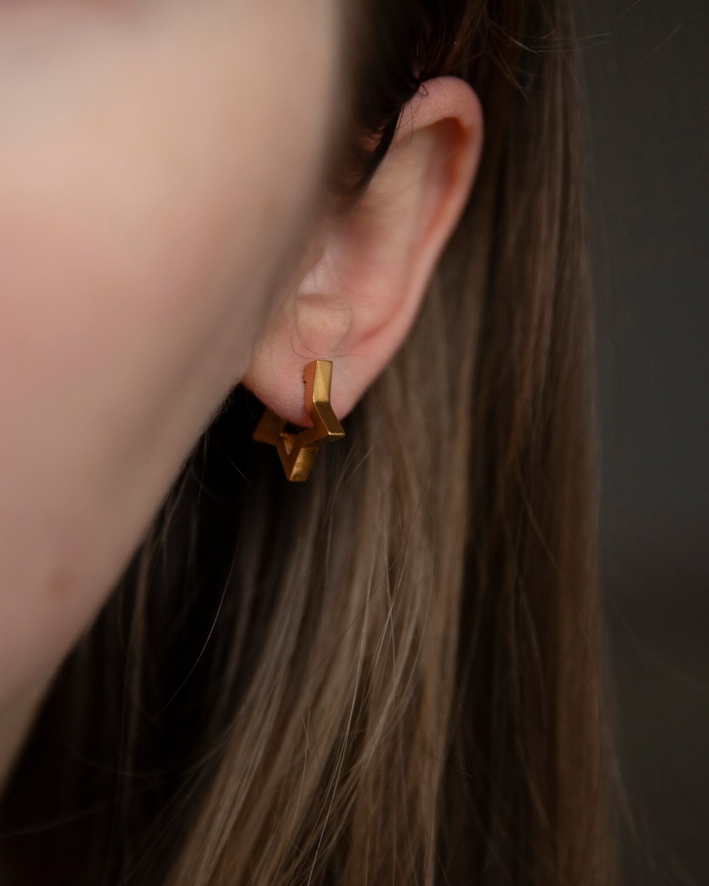 Hattie Gold Star Huggie Hoop Earrings