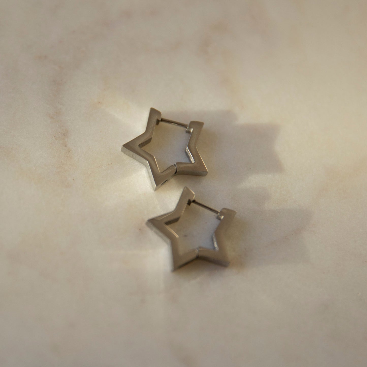 Hattie Silver Star Huggie Hoop Earrings