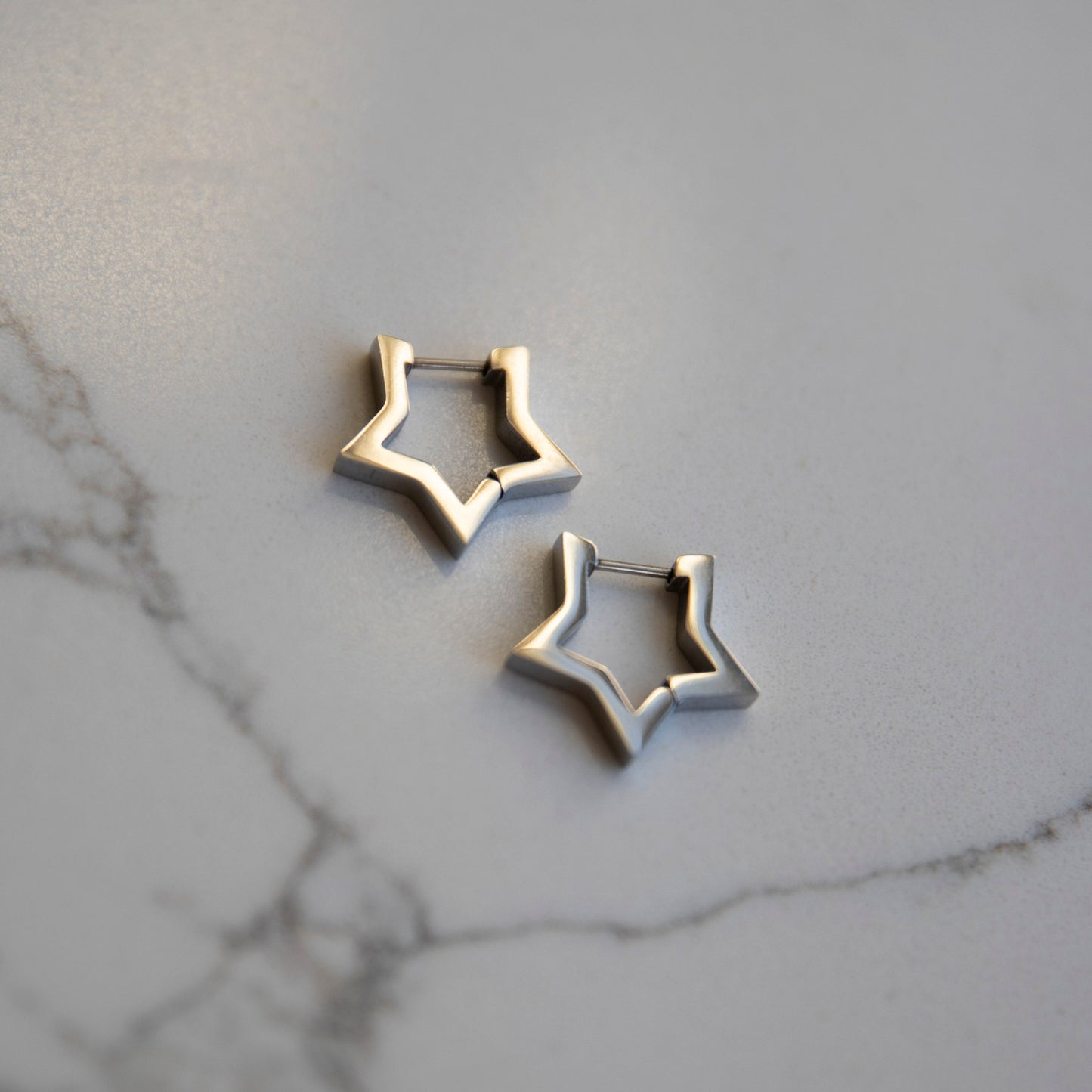 Hattie Silver Star Huggie Hoop Earrings