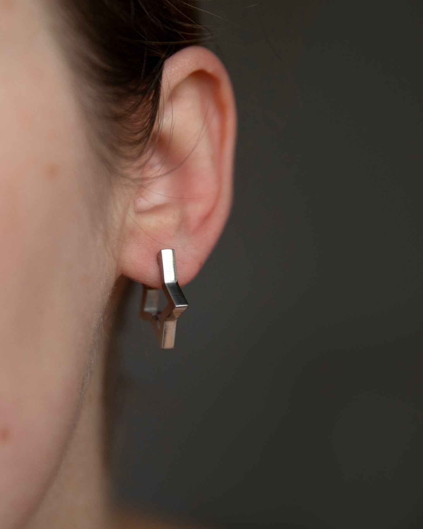 Hattie Silver Star Huggie Hoop Earrings