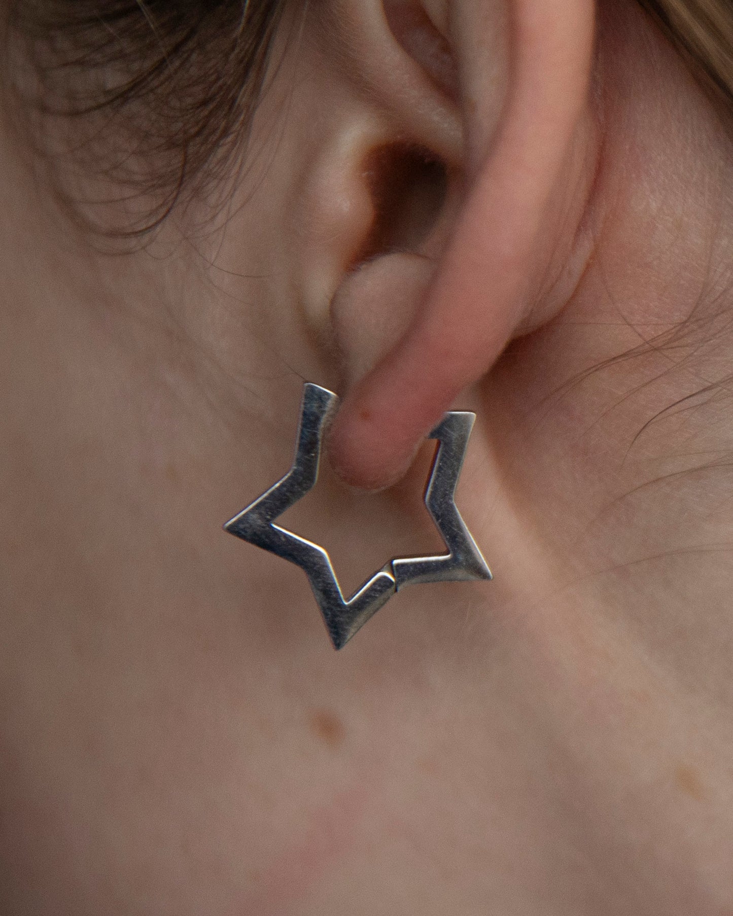 Hattie Silver Star Huggie Hoop Earrings