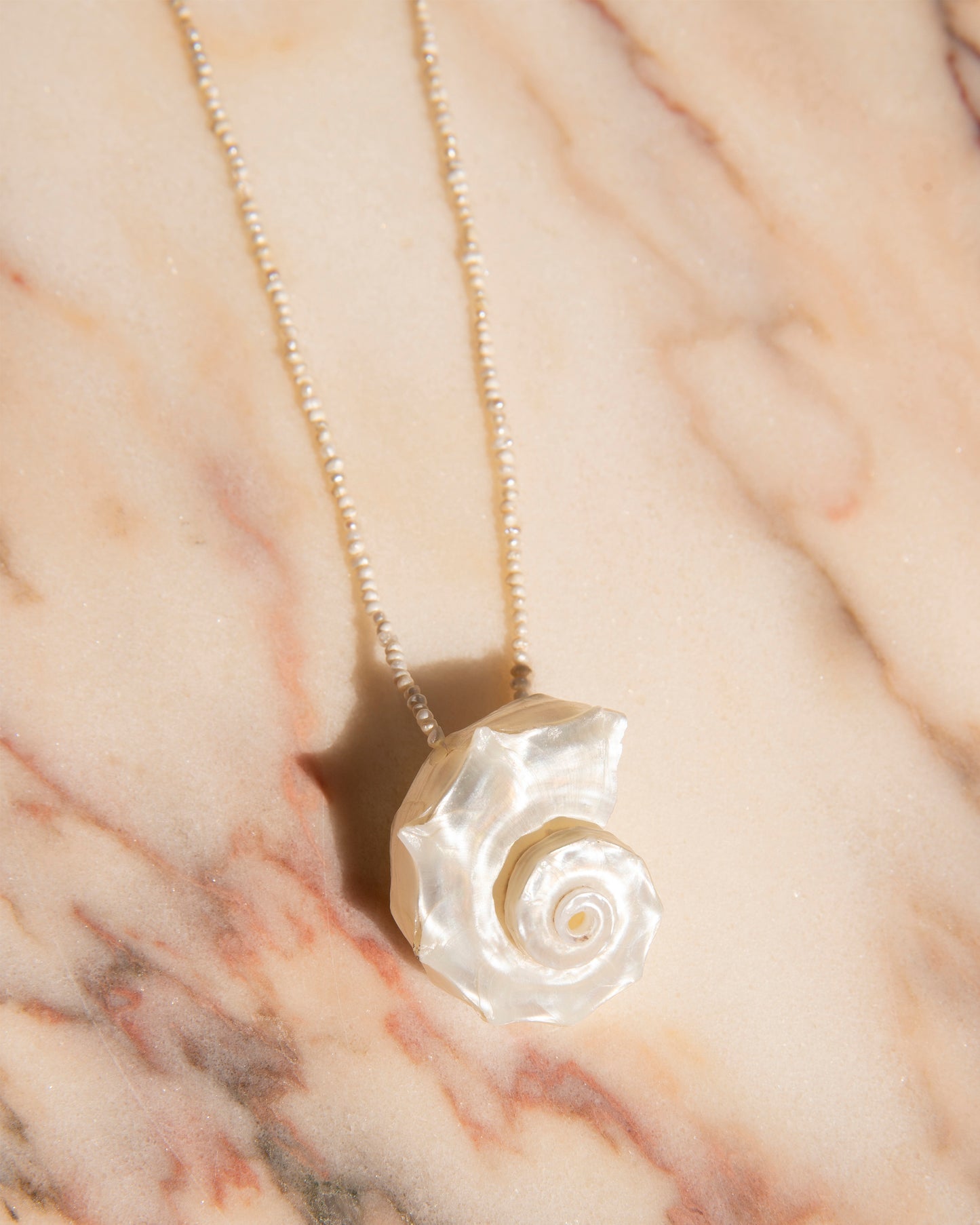 Melody Spiral Shell Freshwater Pearl Handmade Unique Necklace