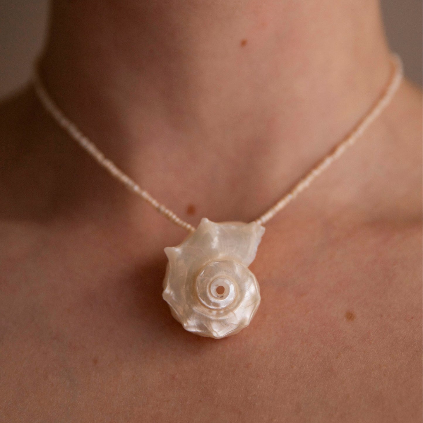 Melody Spiral Shell Freshwater Pearl Handmade Unique Necklace