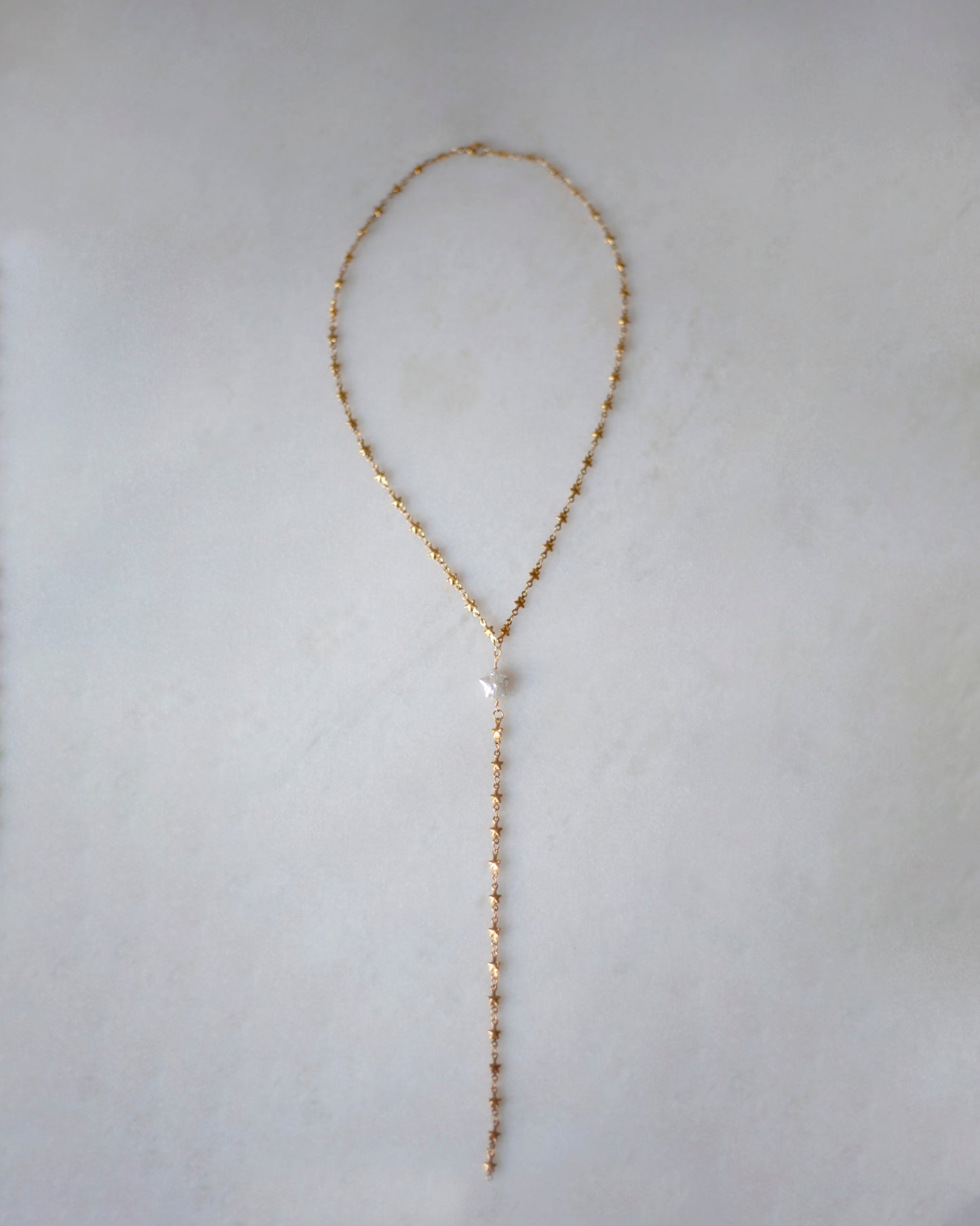Mira Freshwater Pearl Star Chain Lariat Drop Necklace