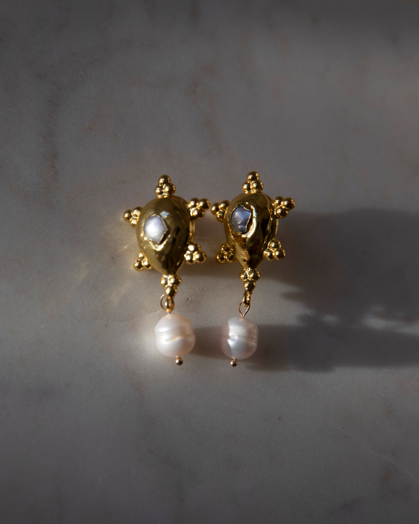 Nara Gold Baroque Freshwater Pearl Stud Earrings