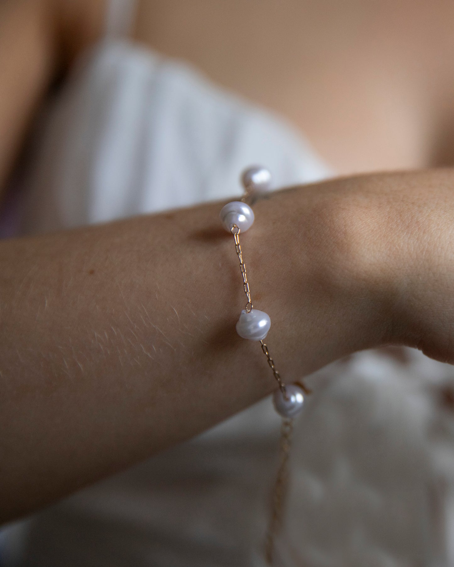 Nelli Freshwater Pearl Look Gold Bracelet