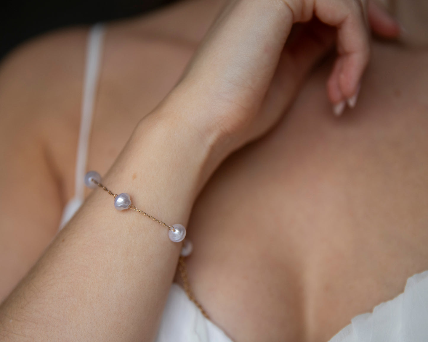 Nelli Freshwater Pearl Look Gold Bracelet