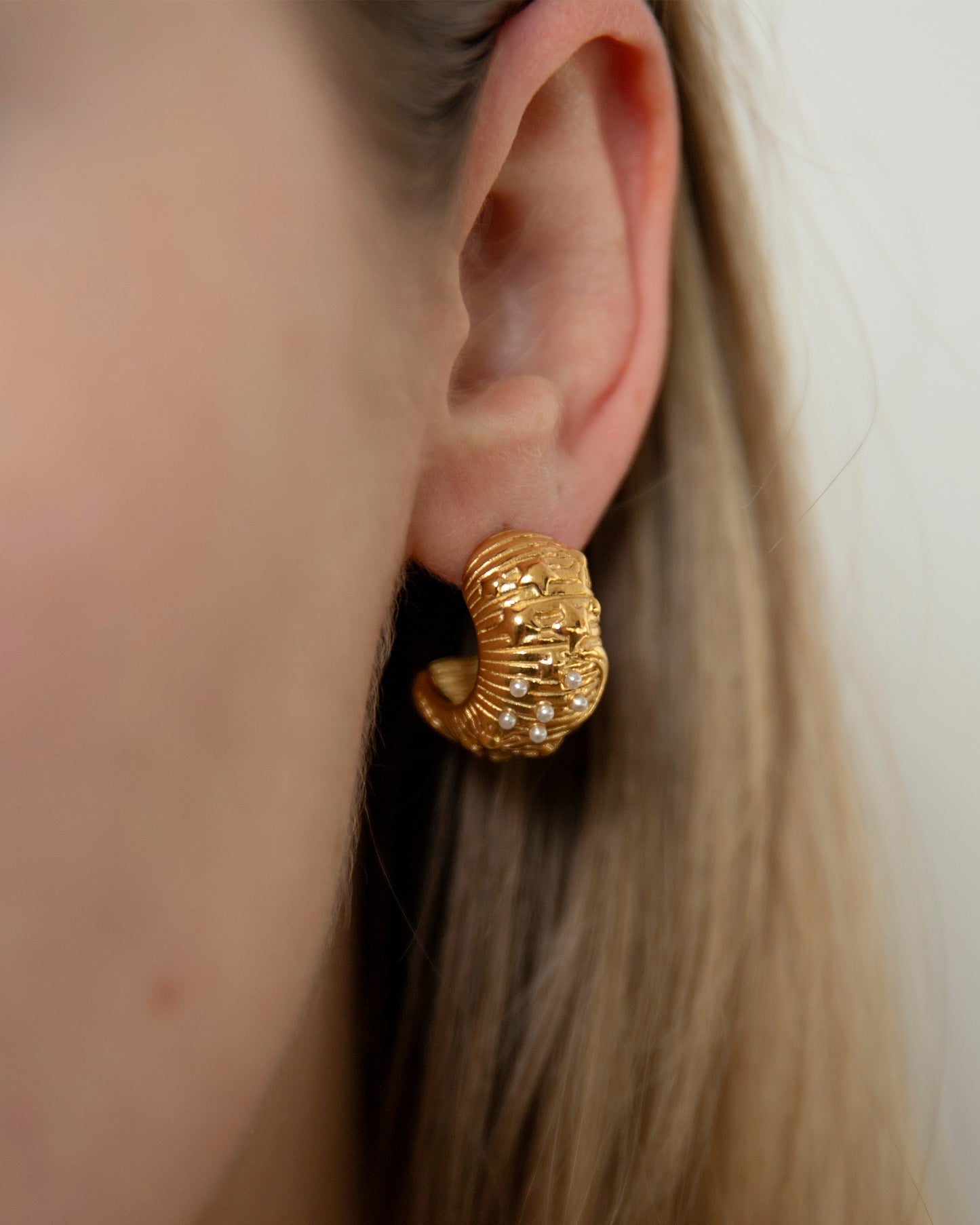 Noelle Celestial Hoop Earrings in Gold