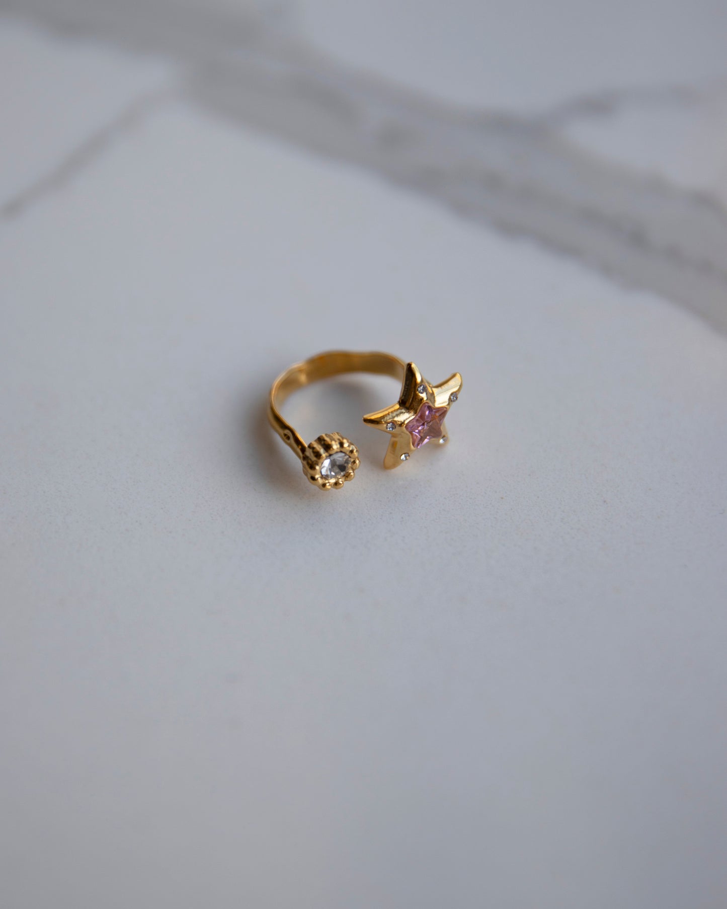 Zara Gold Pink Star Adjustable Ring