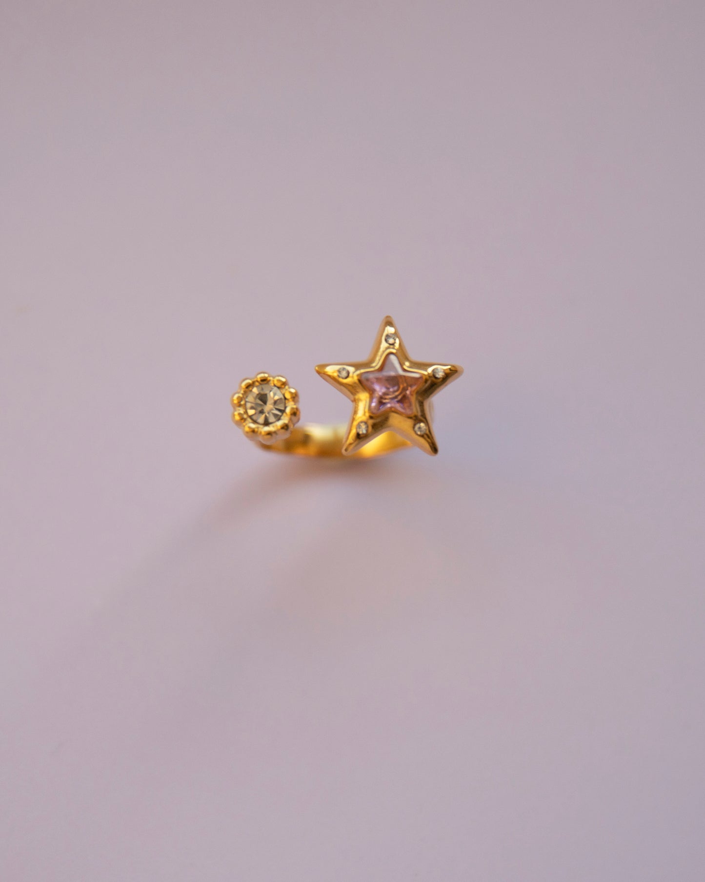 Zara Gold Pink Star Adjustable Ring