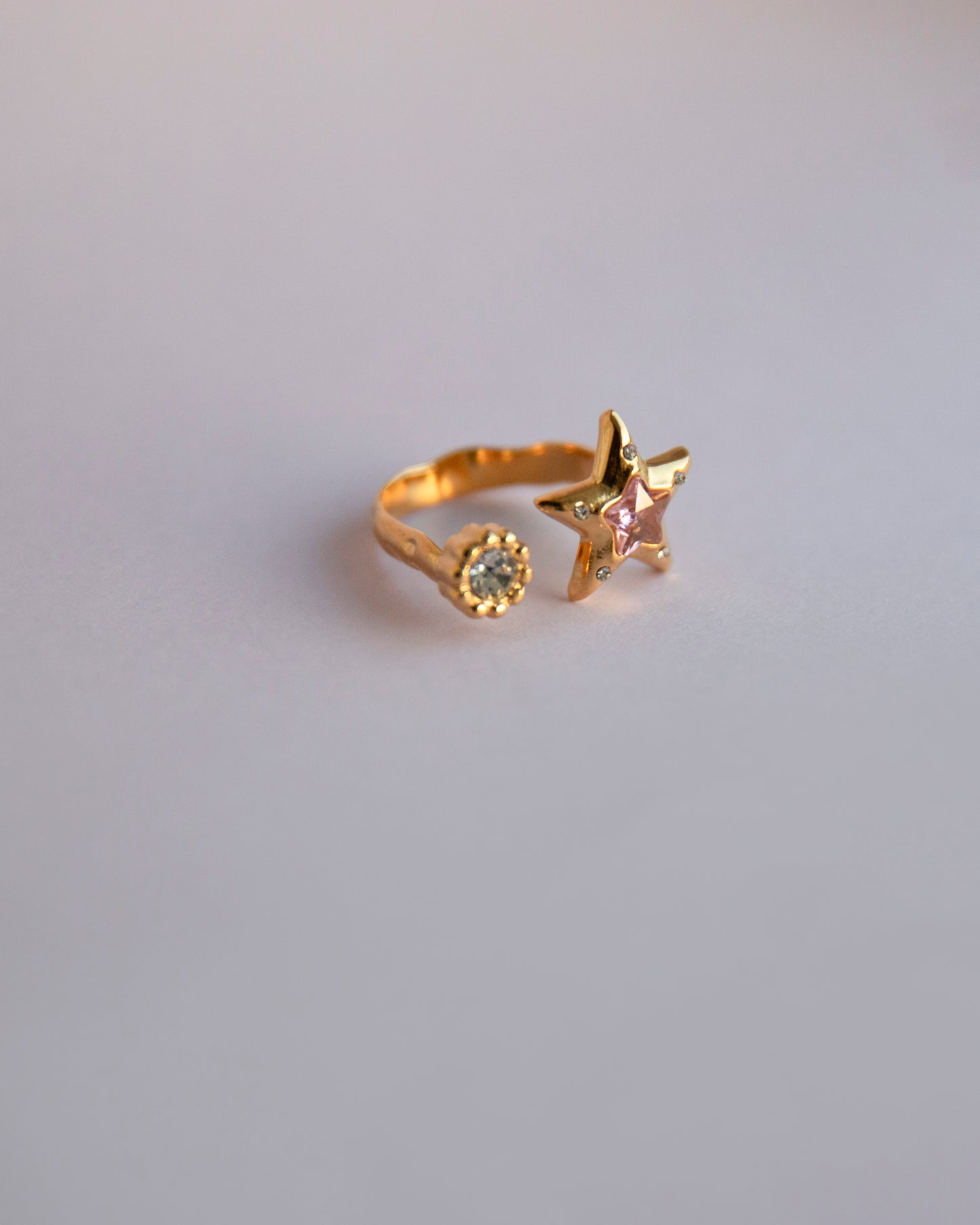 Zara Gold Pink Star Adjustable Ring