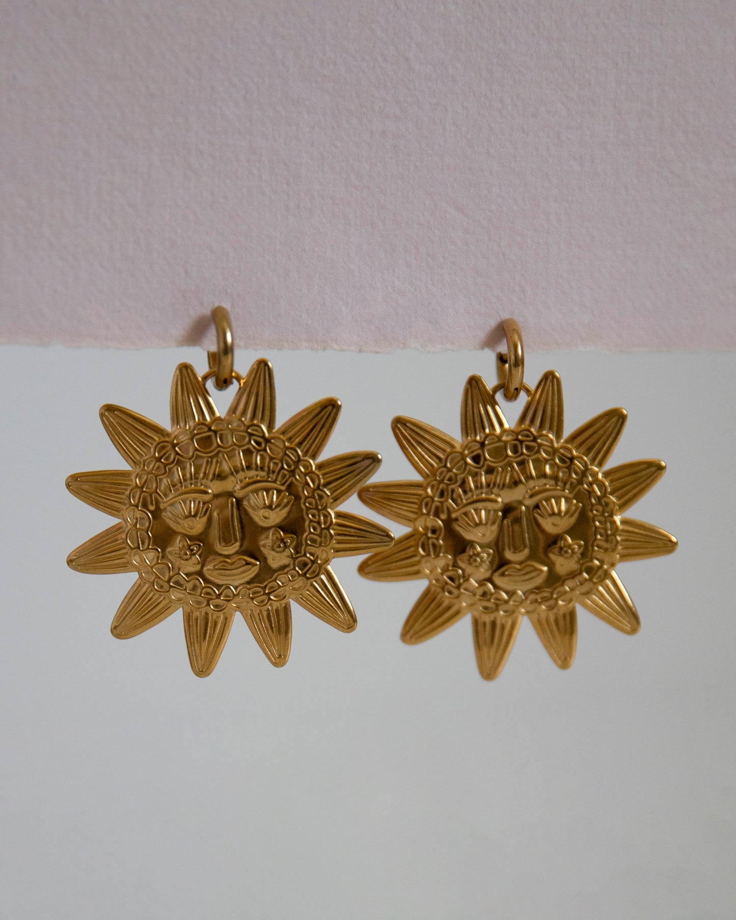 Soleil Gold Sun Statement Hoop Earrings