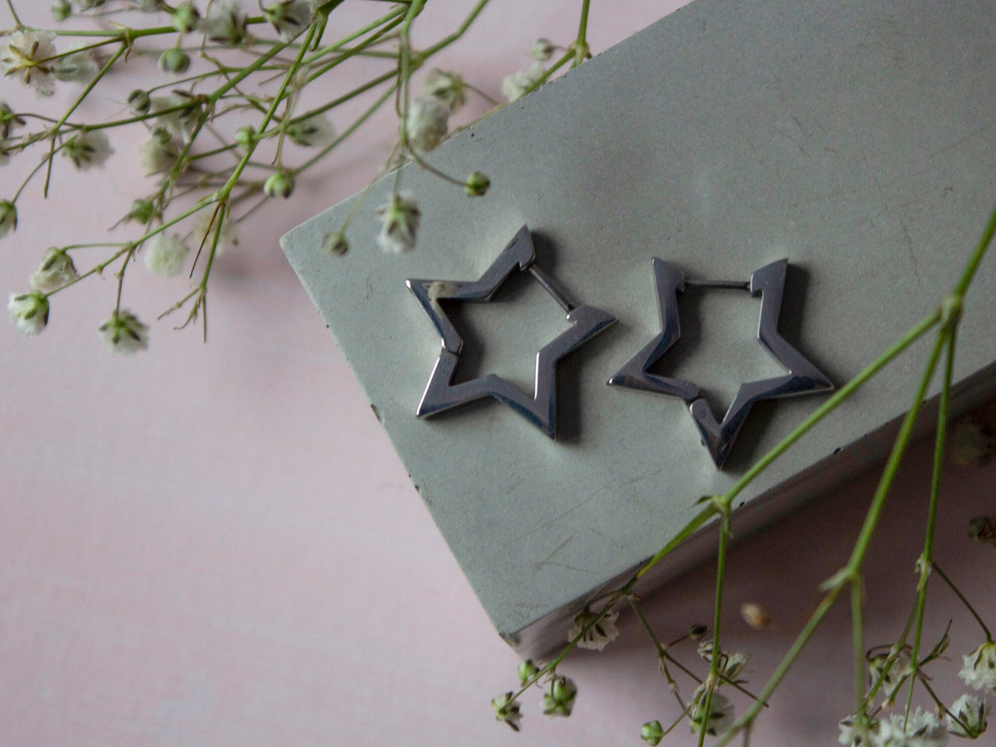 Sofia Silver Star Hoop Earrings