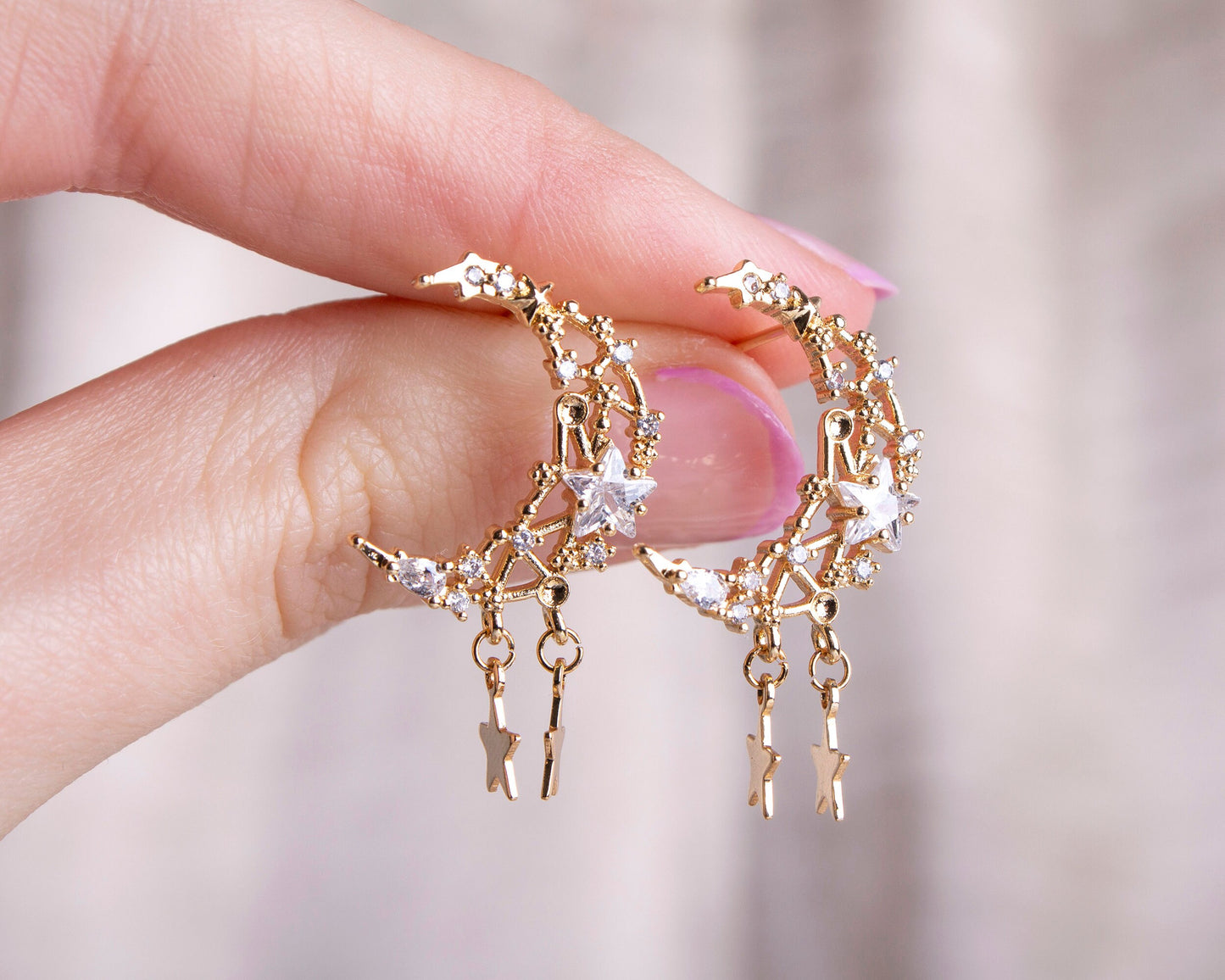 Neoma Crescent Moon Stud Earrings