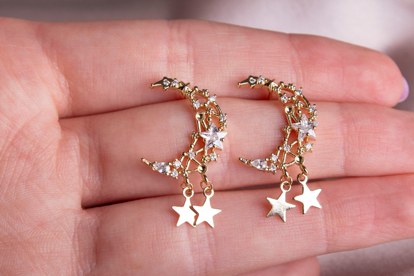 Neoma Crescent Moon Stud Earrings