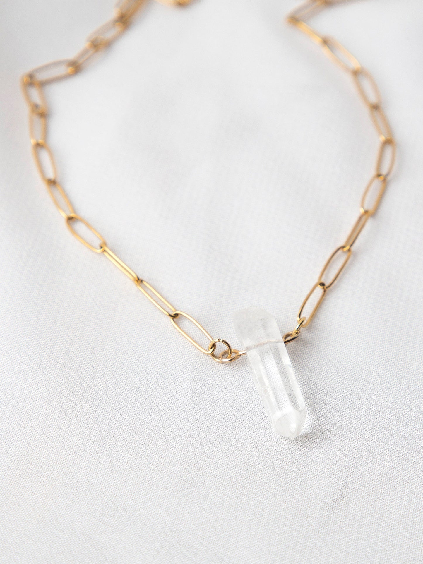 Verity Gold Clear Quartz Charm Necklace,