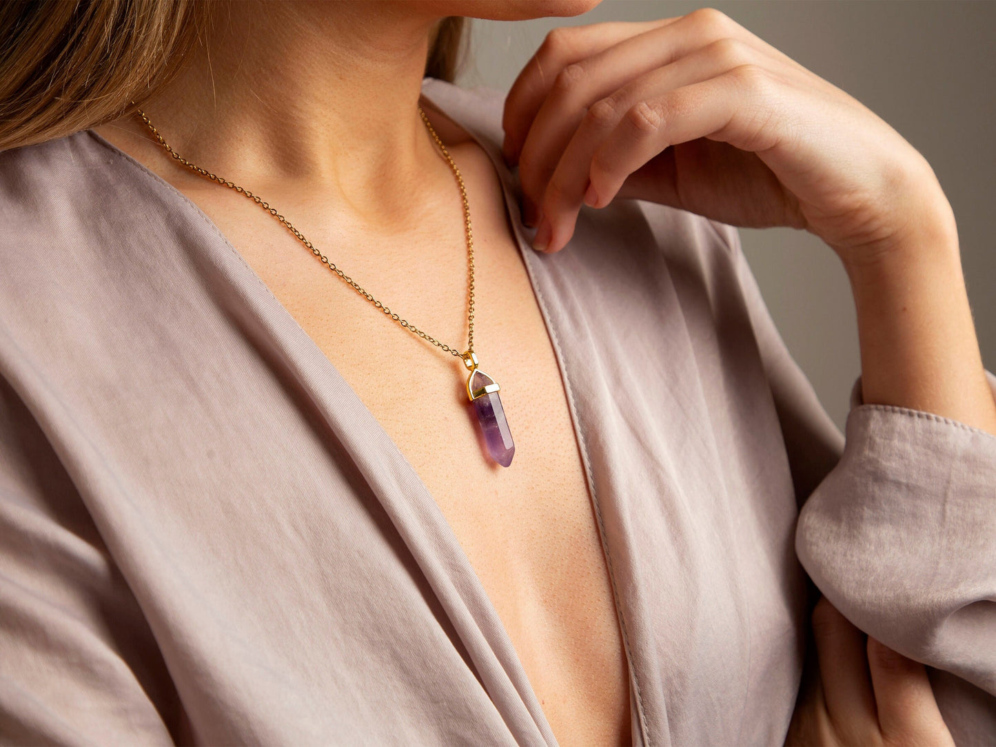 Alana Gold Amethyst Charm Necklace