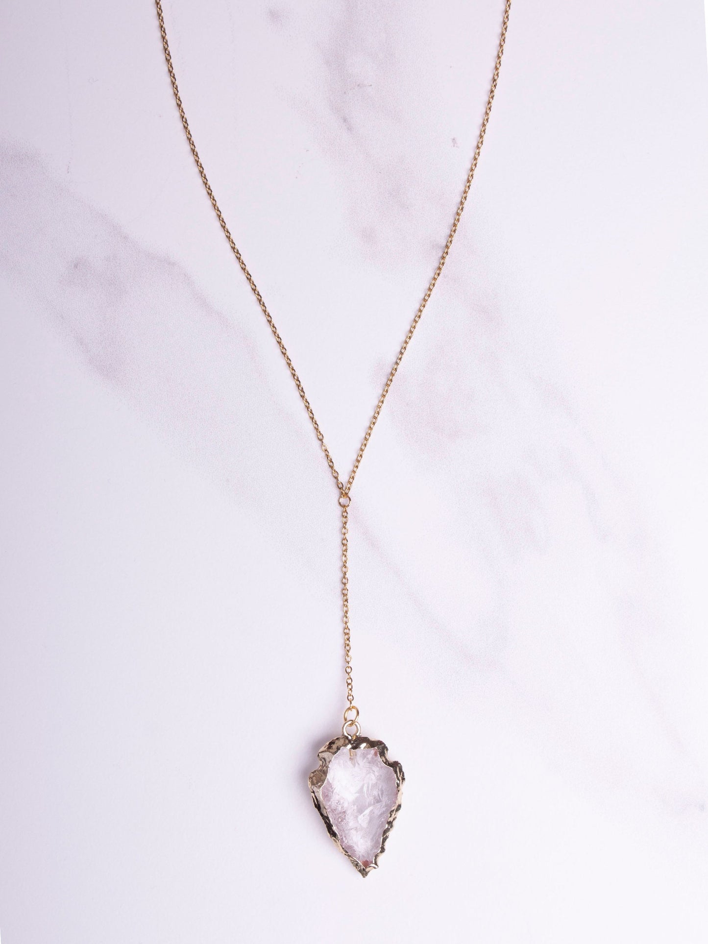 Roma Gold Clear Quartz Lariat Necklace