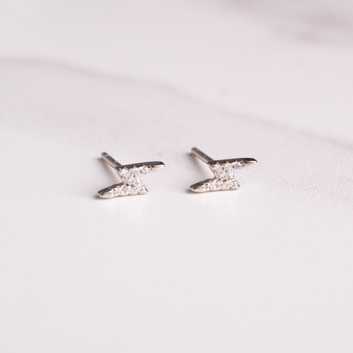 Rhea Silver Lightning Bolt Stud Earrings