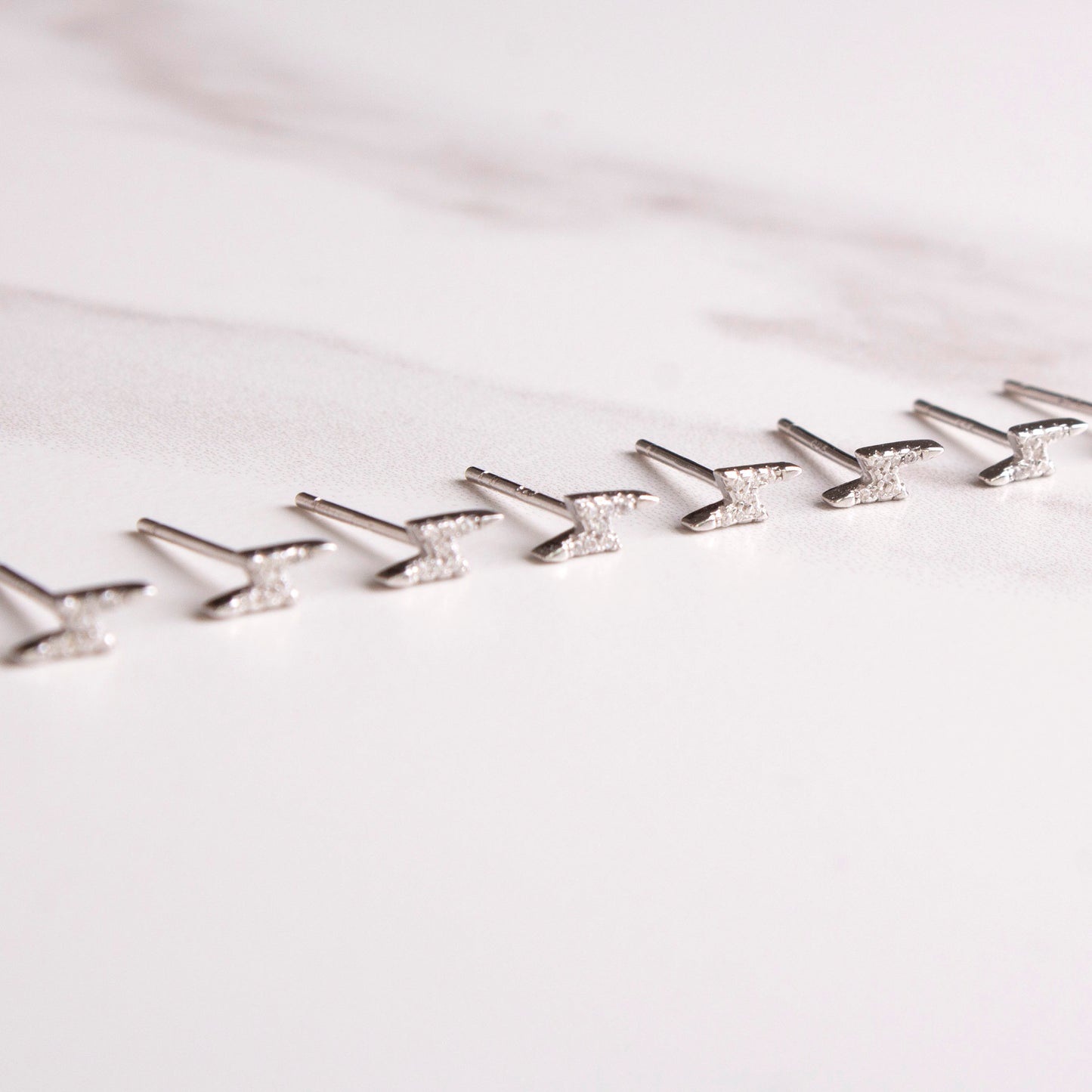 Rhea Silver Lightning Bolt Stud Earrings