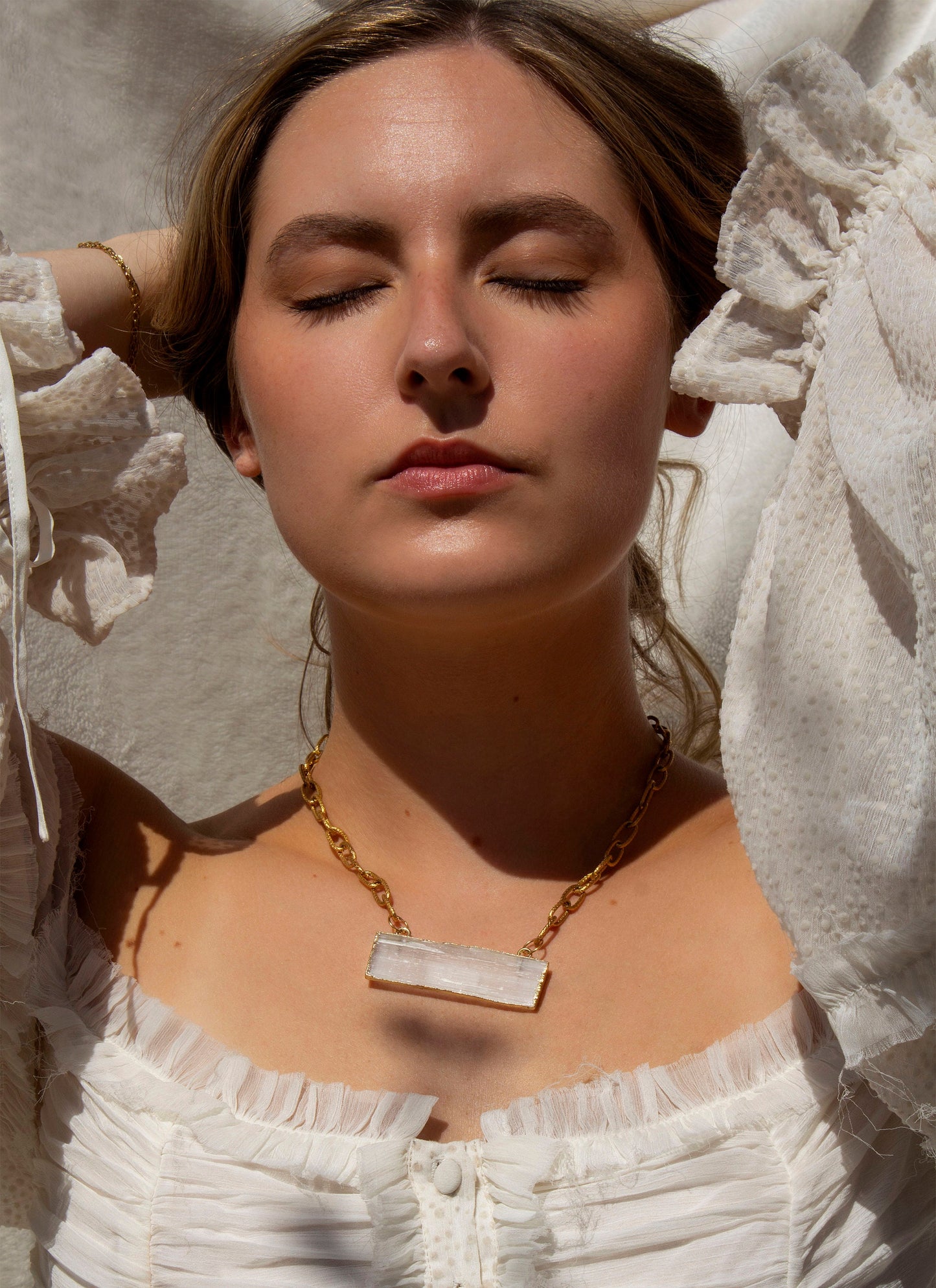 Althea Gold Selenite Chunky Charm Necklace