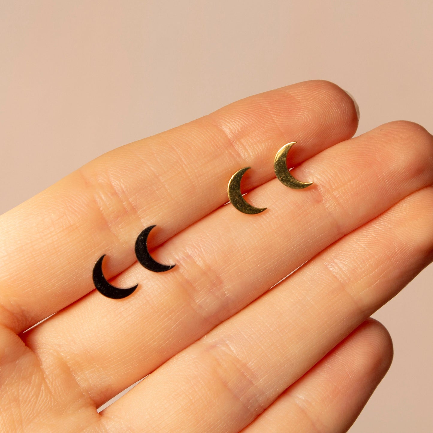 Callie Gold Moon Stud Earrings