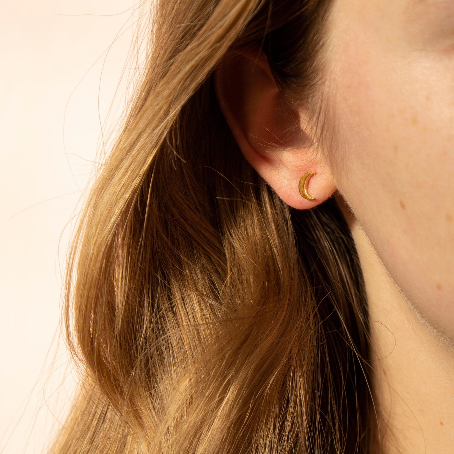Callie Gold Moon Stud Earrings