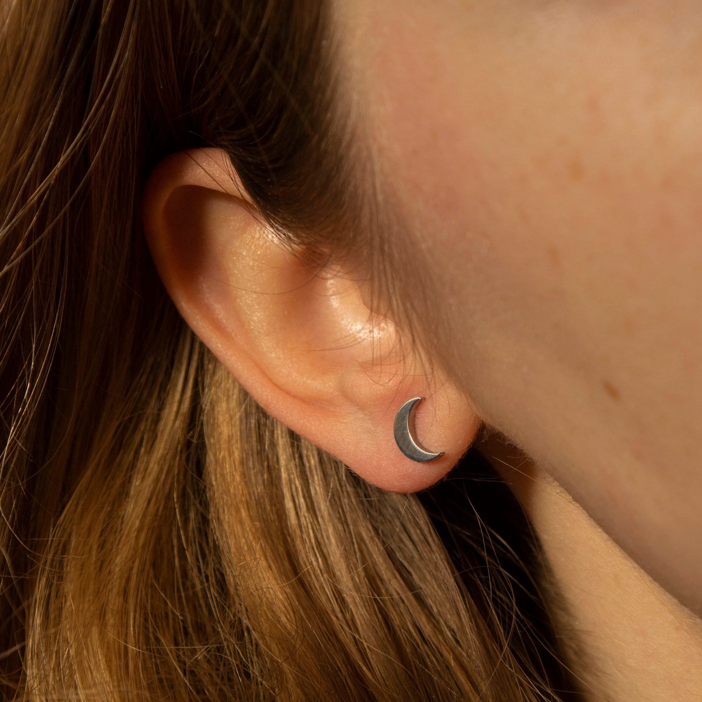 Callie Silver Moon Stud Earrings