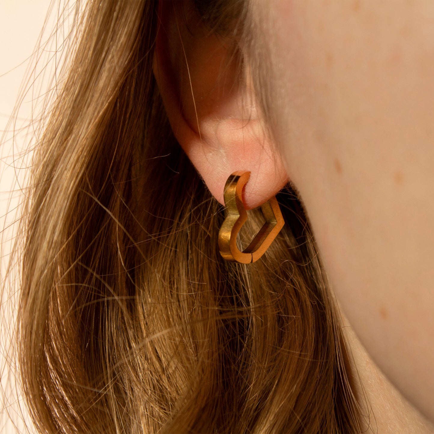 Gold Heart Shaped Hoop Earrings