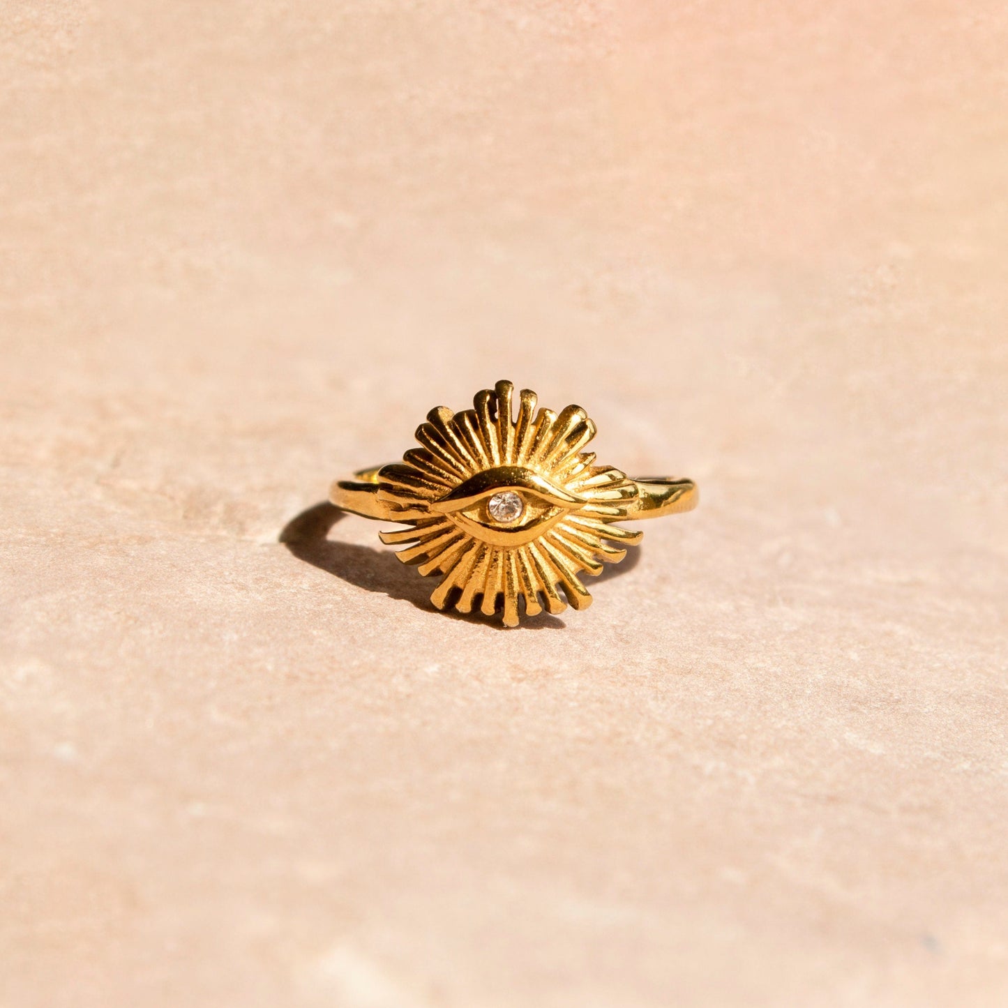 Saskia Gold Sunburst Eye Ring
