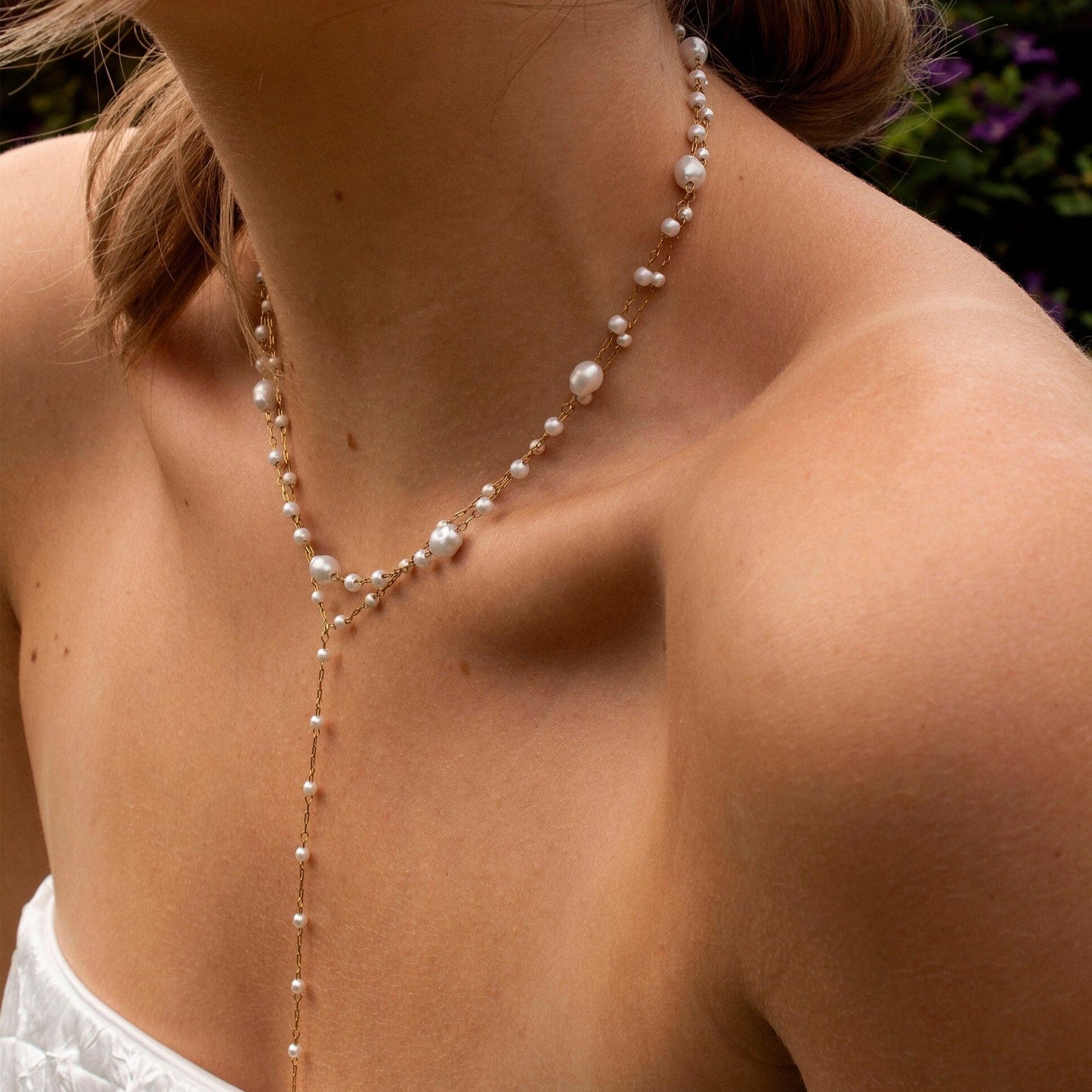Kai Gold Freshwater Pearl Look Lariat Necklace
