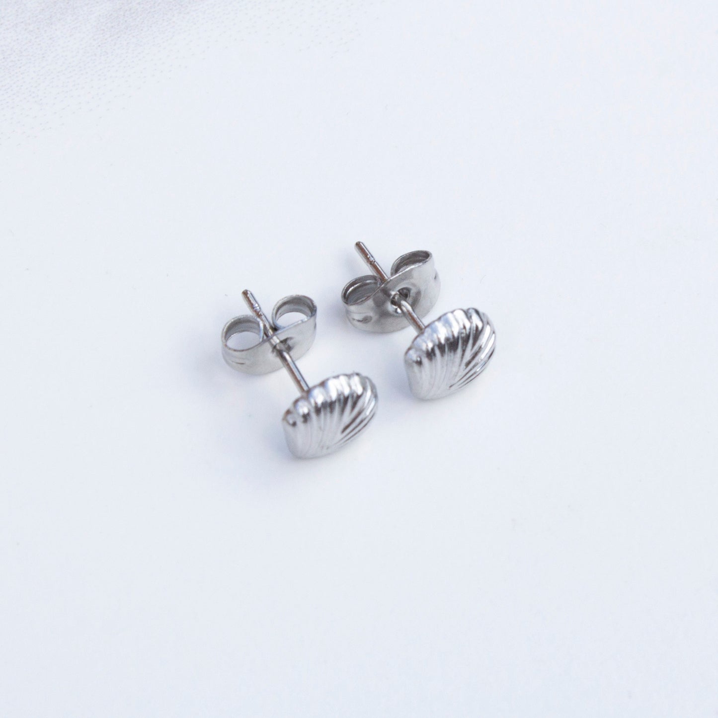 Kayla Silver Shell Stud Earrings